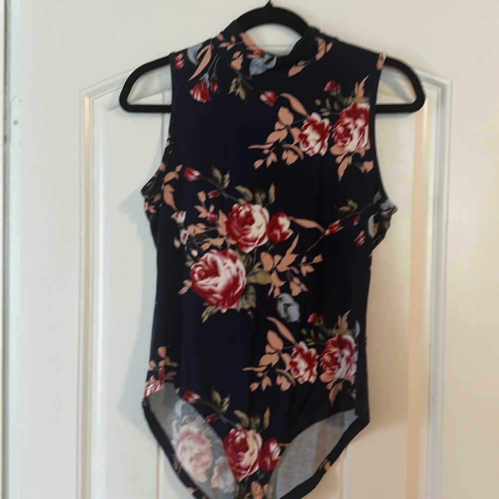 Navy floral bodysuit